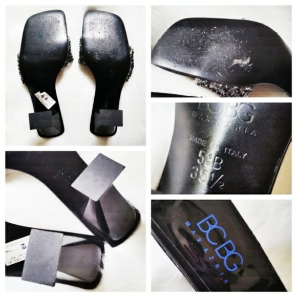 BCBG MaxAzria Beaded Block Heel Mule Slide Sandals - Picture 6 of 8